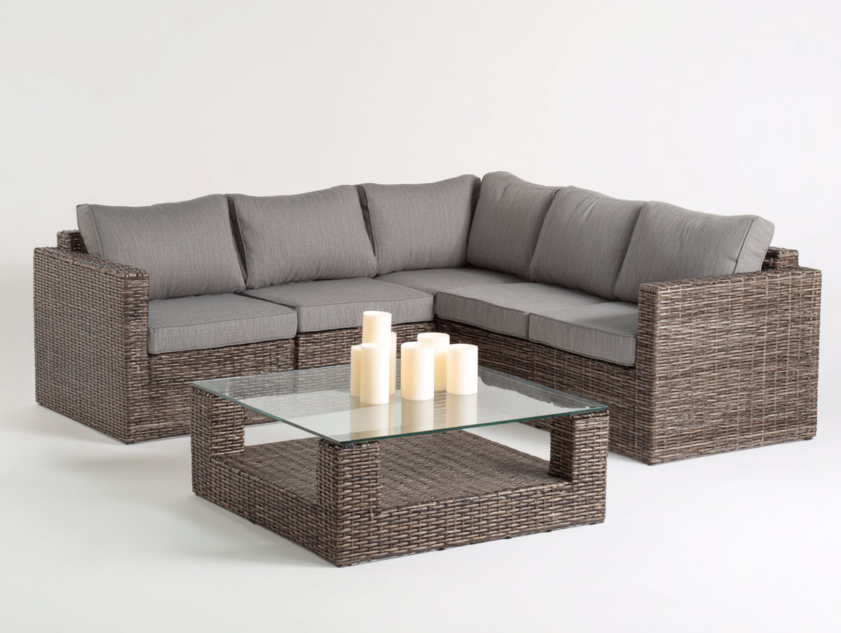 Gartensofa Lounge Set Polyrattan 260x260x75 cm Braun Grau - modernes Design