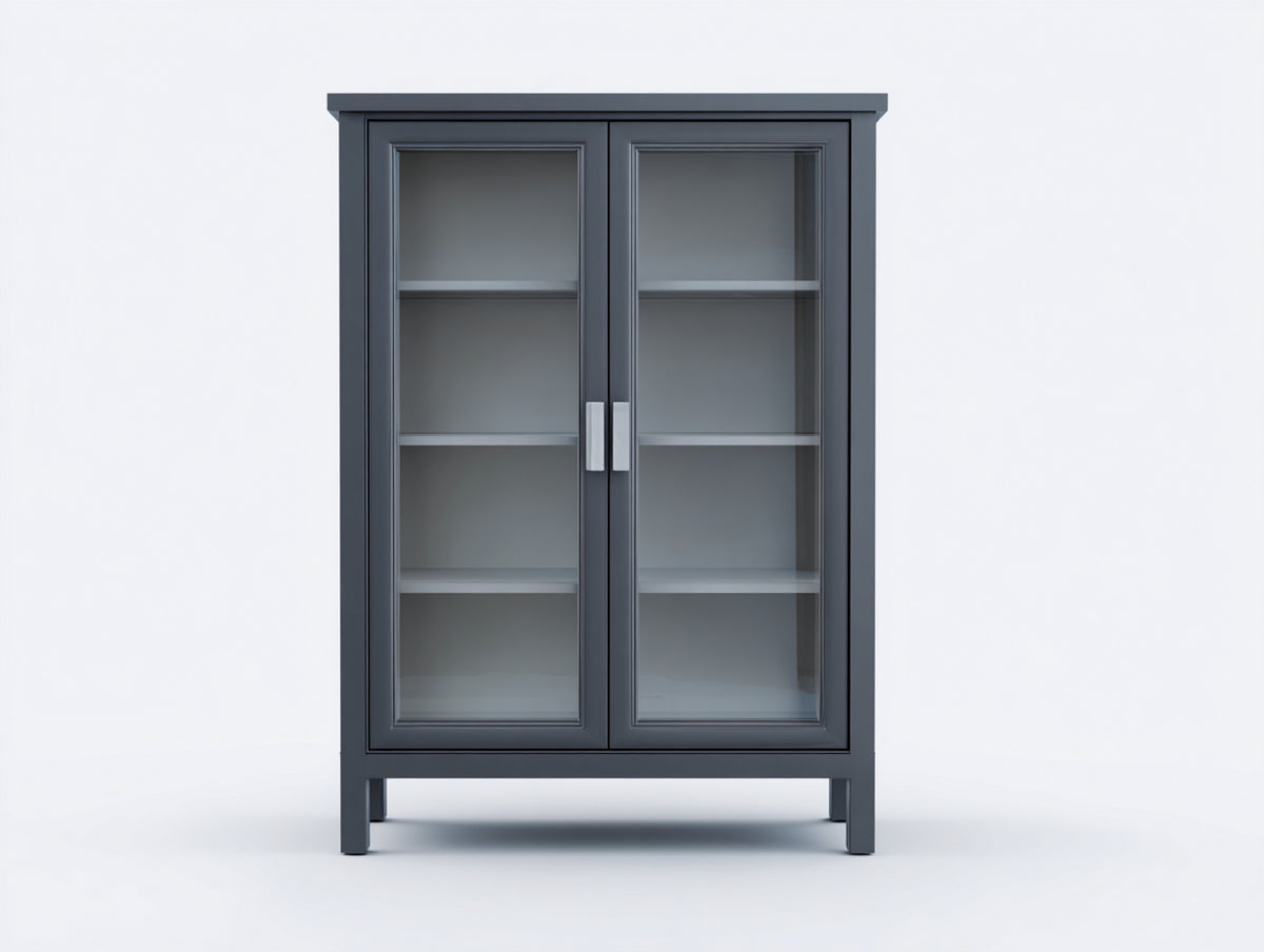 Vitrine Holzwerkstoff 90 x 40 x 180 cm - Anthrazit - Modernes Design mit Glastüren