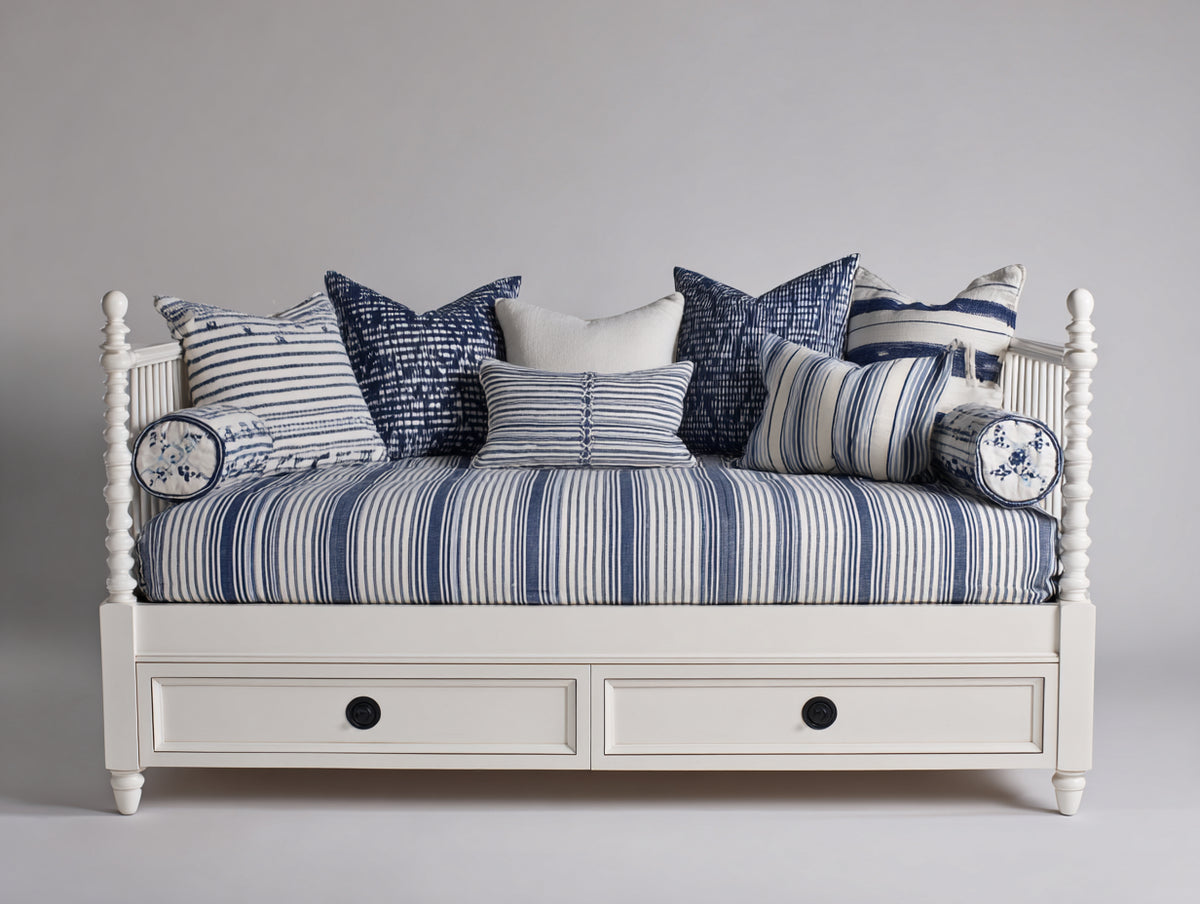 Schlafsofa Tagesbett Holzwerkstoff 200x90x85 cm Weiß Blau Klassisches Design
