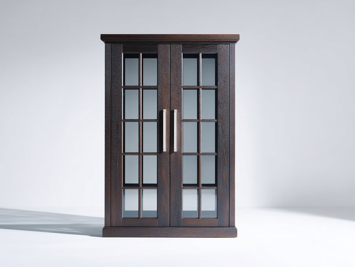 Vitrine Holzwerkstoff 85 x 35 x 170 cm - Dunkelbraun - Klassisches Design mit Glastüren