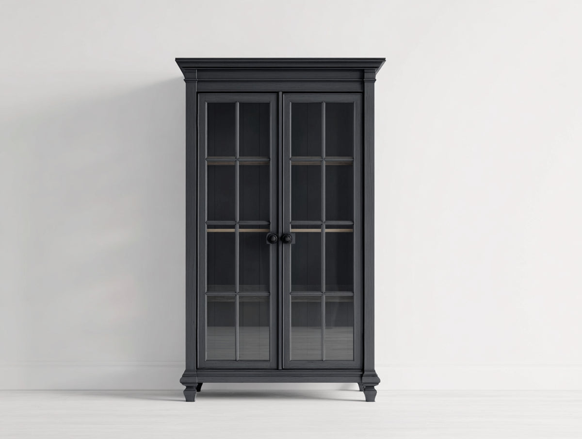 Vitrine Glasvitrine Holzwerkstoff 90x40x180 cm Schwarz Klassisches Design