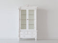 Vitrine Holzwerkstoff weiß 100x40x190 cm - klassisches Design mit Glastüren und Schubladen