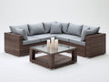 Gartensofa Polyrattan 260 x 260 x 70 cm - Grau Braun - Modernes Design mit Couchtisch