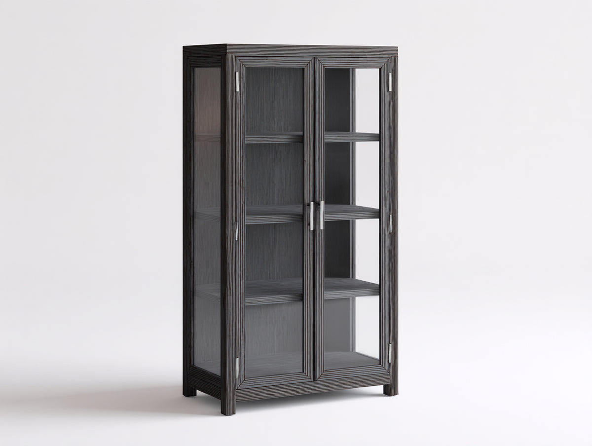 Vitrine Glasvitrine Holzwerkstoff 100x40x180 cm Schwarz Modernes Design
