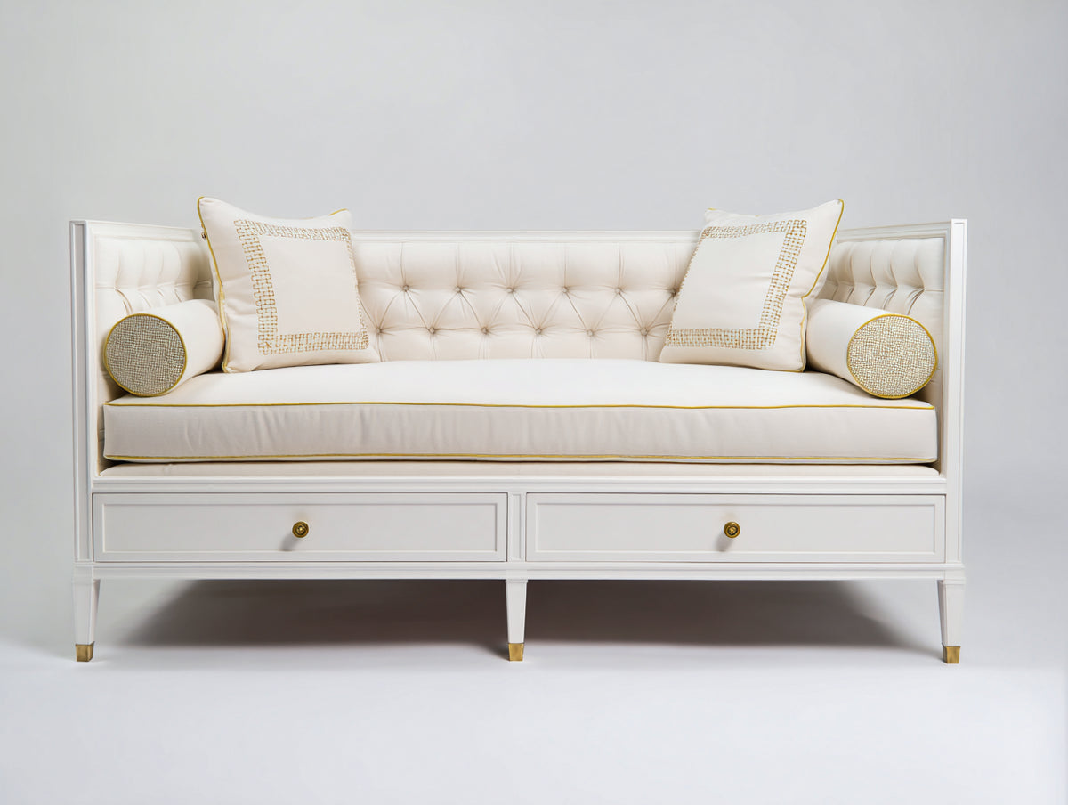Schlafsofa Schlafcouch Holz Stoff 220x95x85 cm Weiß - modernes Design