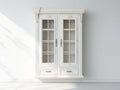 Vitrine aus Holz und Glas 105 x 42 x 190 cm - Cremeweiß - Klassischer Landhausstil mit 2 Glastüren und 2 Schubladen