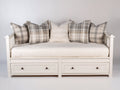Schlafsofa Holzrahmen weiß 200x95x85 cm - klassisches Design mit Schlaffunktion und 2 Schubladen