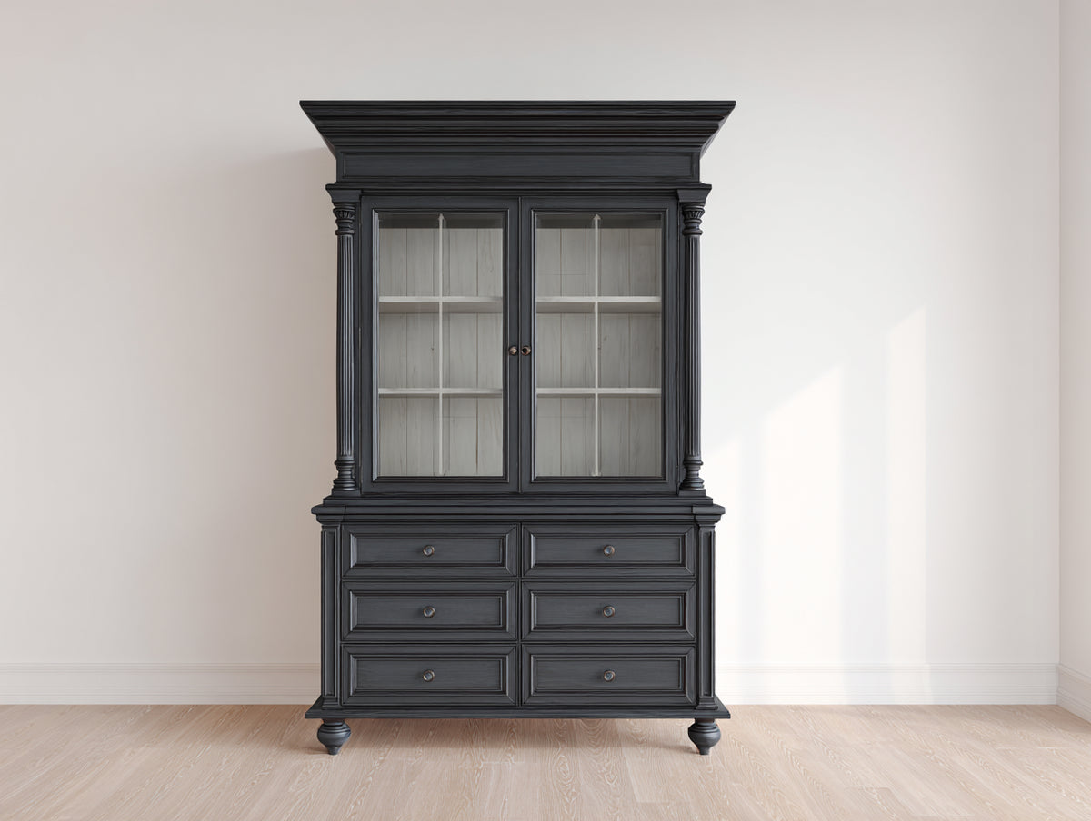 Vitrine Glassvitrine Holzwerkstoff 120x45x210 cm Schwarz Klassisches Design