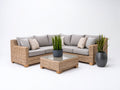 Gartensofa Rattan 280x280x75 cm Natur Grau Modernes Design