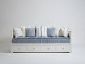 Schlafsofa Schlafcouch Holz Stoff 210x90x85 cm Weiß Blau - modernes Design
