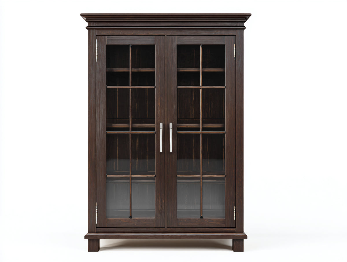 Vitrine Glasvitrine Holzwerkstoff 100x45x180 cm Braun Klassisches Design