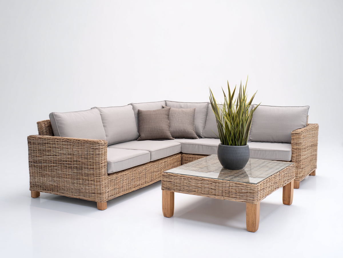 Gartensofa Polyrattan 250 x 250 x 70 cm - Beige Braun - Modernes Design mit Couchtisch