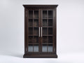 Vitrine aus Holzwerkstoff und Glas 100 x 42 x 190 cm - Dunkelbraun - Klassischer Stil mit 2 Sprossentüren