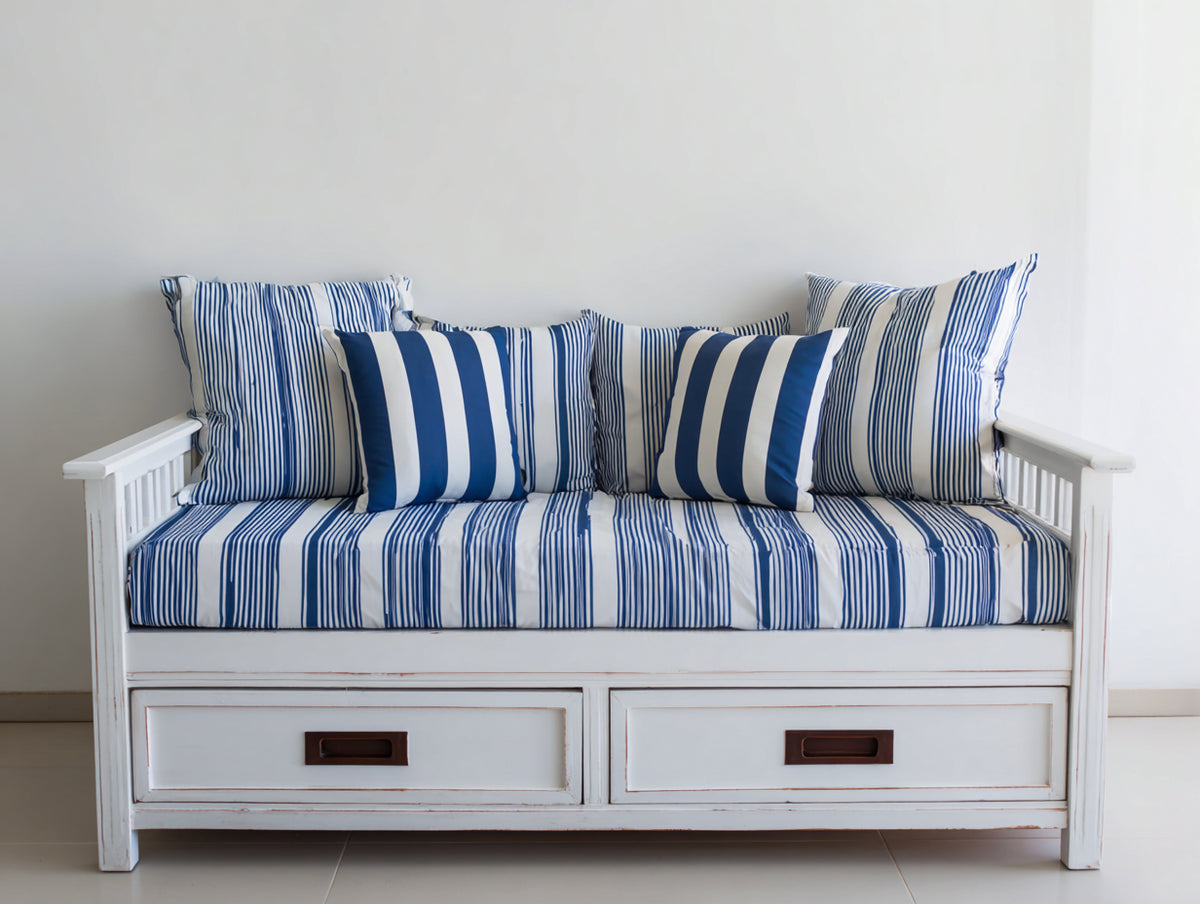 Schlafsofa Tagesbett Holzwerkstoff 200x90x85 cm Weiß Blau Klassisches Design