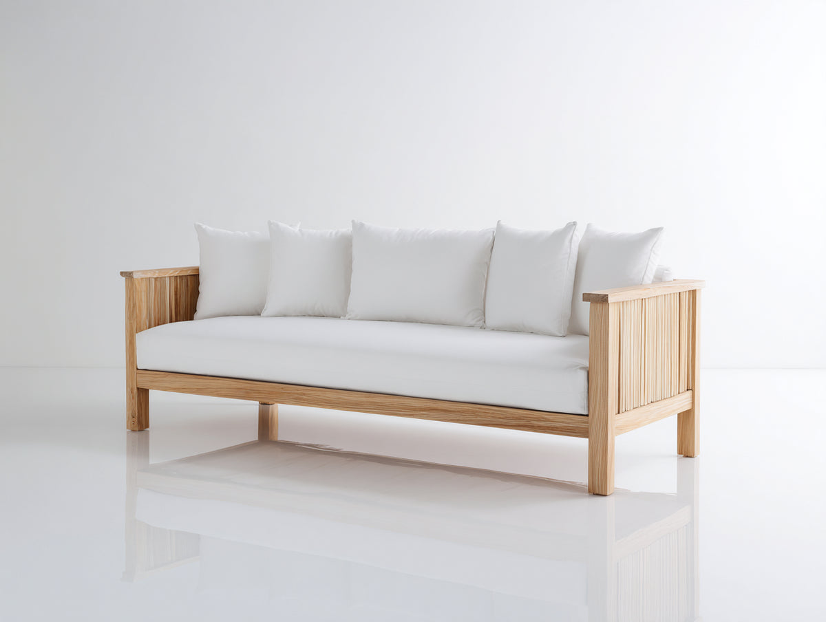 Gartensofa Holz 220 x 80 x 85 cm - Naturholzoptik Weiß - Modernes Design für Terrasse und Garten