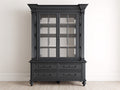 Vitrine aus Holzwerkstoff und Glas 120 x 48 x 205 cm - Schwarz - Klassischer Stil mit 2 Glastüren und 4 Schubladen