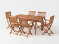 Garten Essgarnitur Gartenmöbel Set Holz 180x90x75 cm Natur - klassisches Design