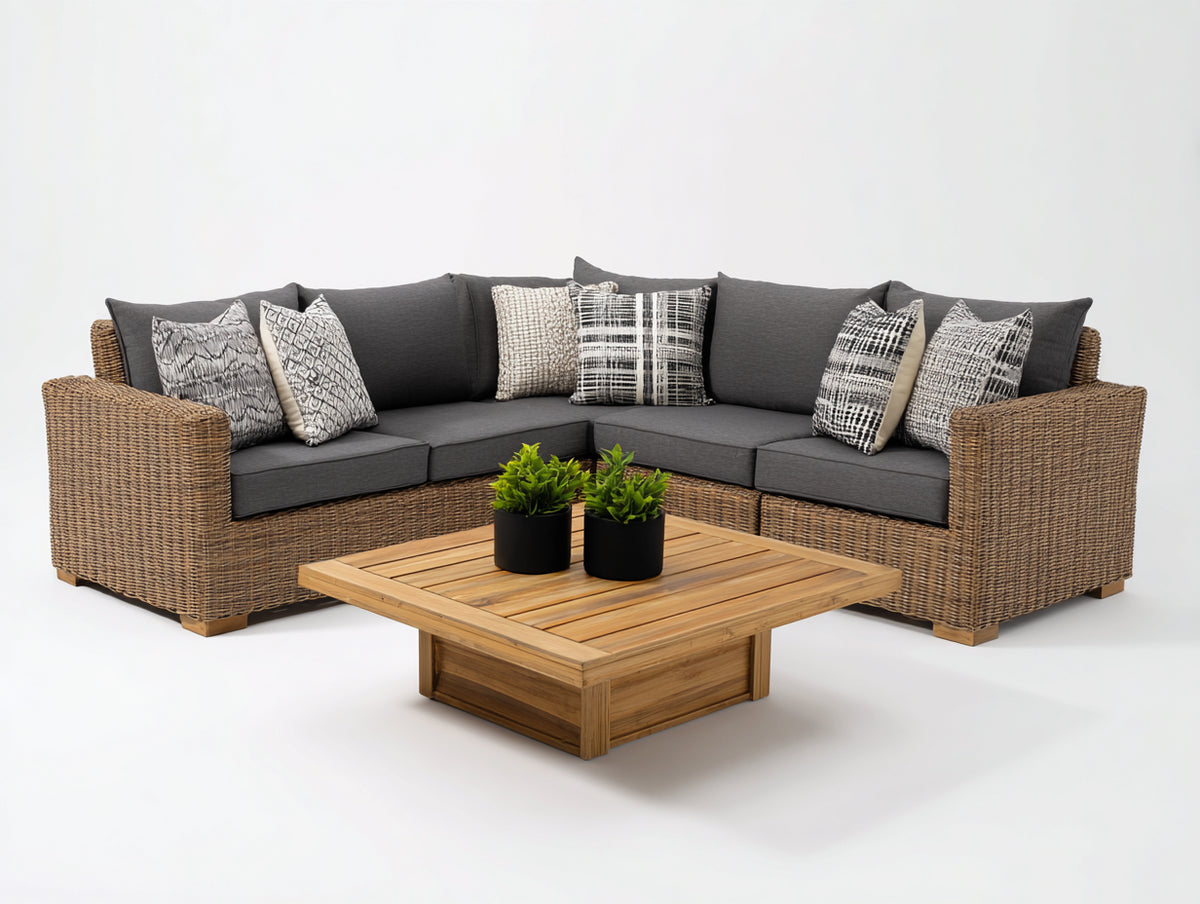 Gartensofa Lounge Set Polyrattan 260x260x75 cm Braun Grau - modernes Design