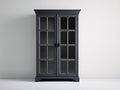 Vitrine Holzwerkstoff schwarz 100x40x180 cm - klassisches Design mit Glastüren und Präsentationsfunktion