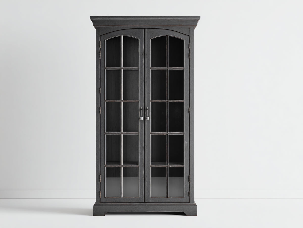 Vitrine Vitrinenschrank Holz Glas 90x40x190 cm Schwarz - klassisches Design