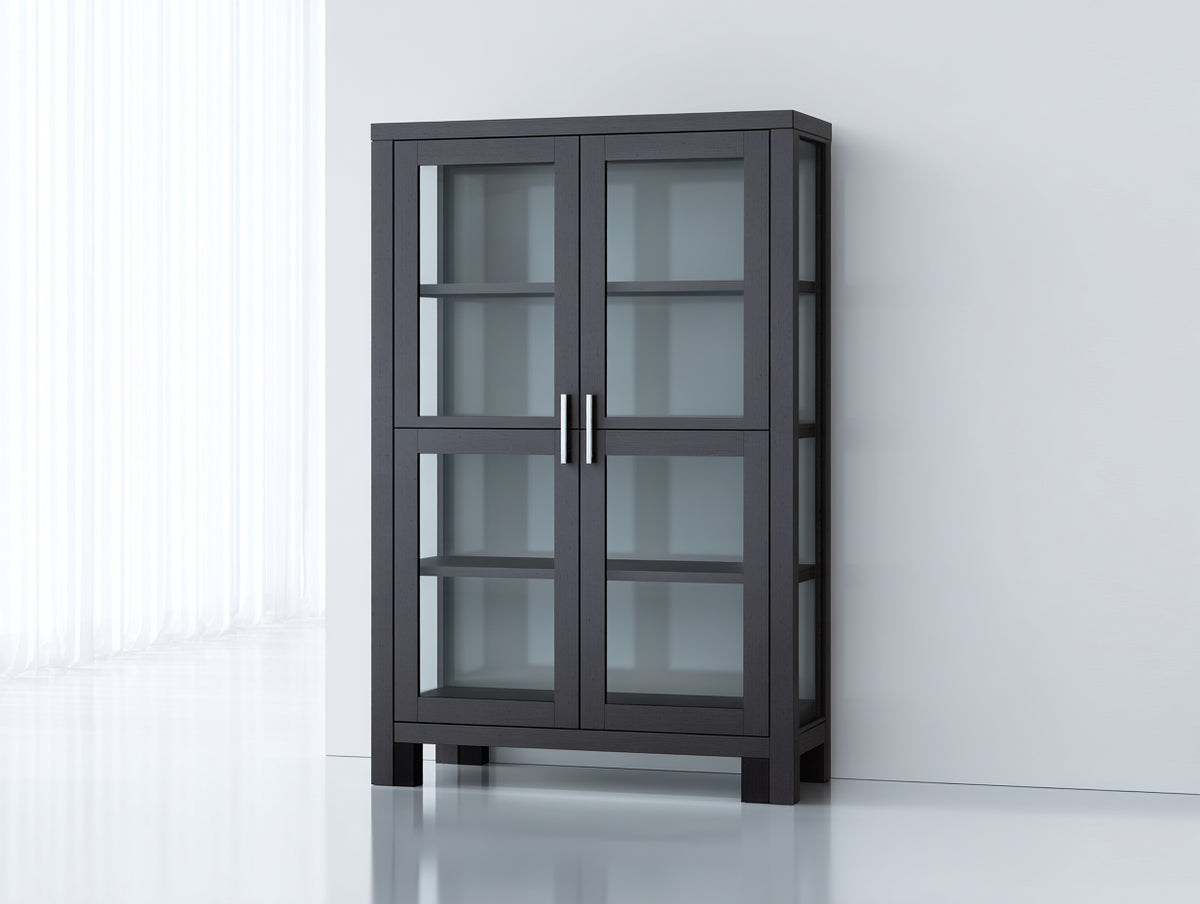 Vitrine Vitrinenschrank Holz Glas 80x35x160 cm Dunkelgrau - modernes Design
