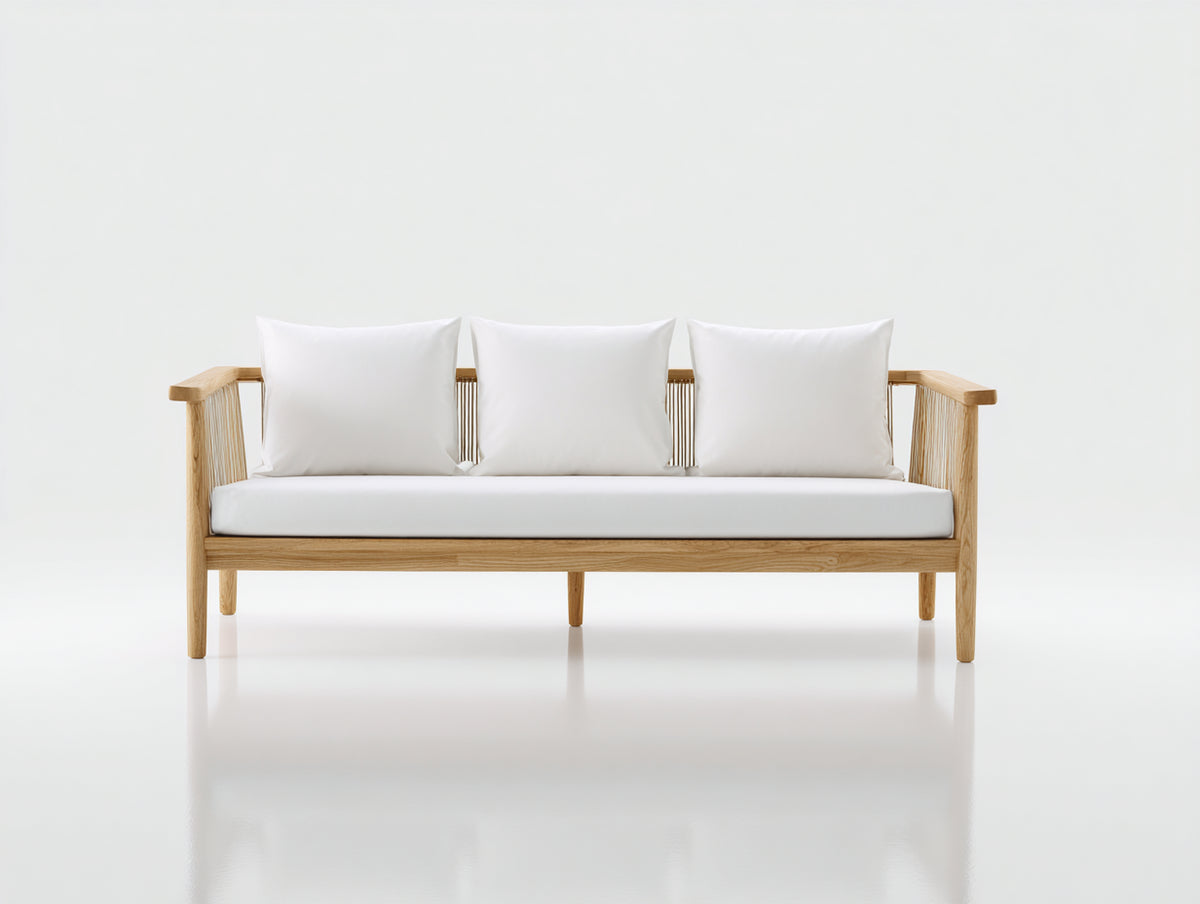 Gartensofa Holz natur 220x85x80 cm - modernes Design mit 3 Sitzplätzen für den Außenbereich