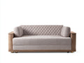 Schlafsofa Stoff beige 220x95x85 cm - modernes Design mit Schlaffunktion und Holzdetails